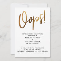 Postponed Wedding Gold Humour Oops! Card