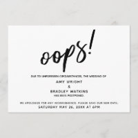 Postponed Wedding Humourous "Oops!" Announcement