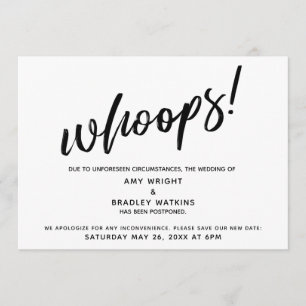 Postponed Wedding Humourous "Whoops!" Announcement