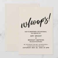 Postponed Wedding Humourous "Whoops!" Cream Card