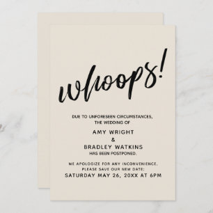 Postponed Wedding Humourous "Whoops!" Cream Card