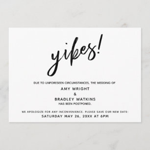 Postponed Wedding Humourous "Yikes!" Announcement