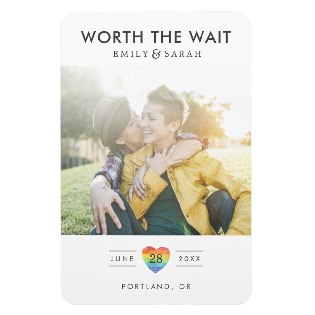 Postponed Wedding LGBTQ Save the Date with Photo Magnet (Vertical)