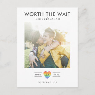 Postponed Wedding LGBTQ Save the Date with Photo Postcard