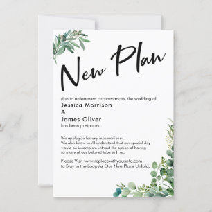 Postponed Wedding "New Plan w/ Eucalyptus Card