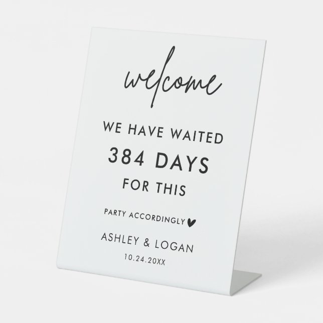 Postponed Wedding Party Accordingly Reception Pedestal Sign (Front)