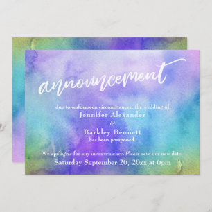 Postponed Wedding Pastel Watercolor Announcement