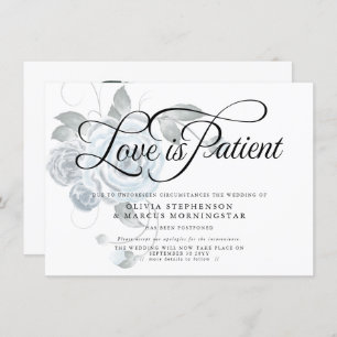Postponed Wedding Watercolor Dusty Blue Floral Invitation