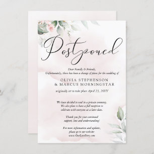 Postponed Wedding Watercolor Pale Blush Pink Invitation