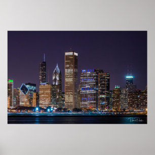 Postrer of the Chicago Skyline in Illinois with Ni Poster