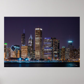 Postrer of the Chicago Skyline in Illinois with Ni Poster