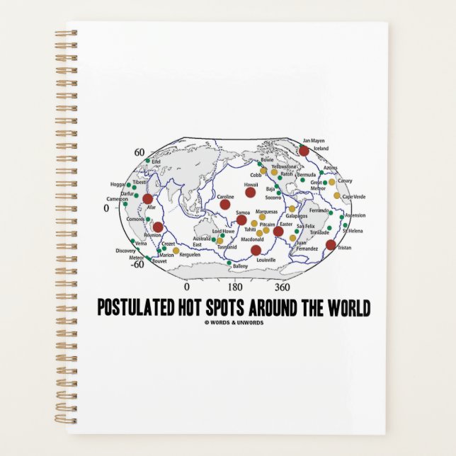 Postulated Hot Spots Around The World Geology Planner (Front)