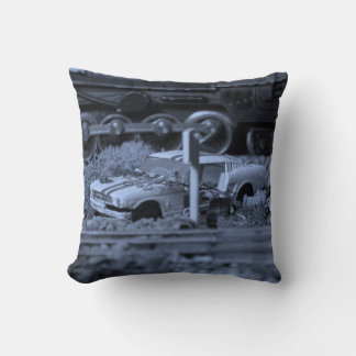 Postwar Lionel Train and Abandoned Car Pillow