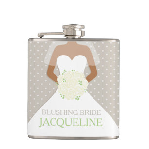 Posy bride custom named hip flask