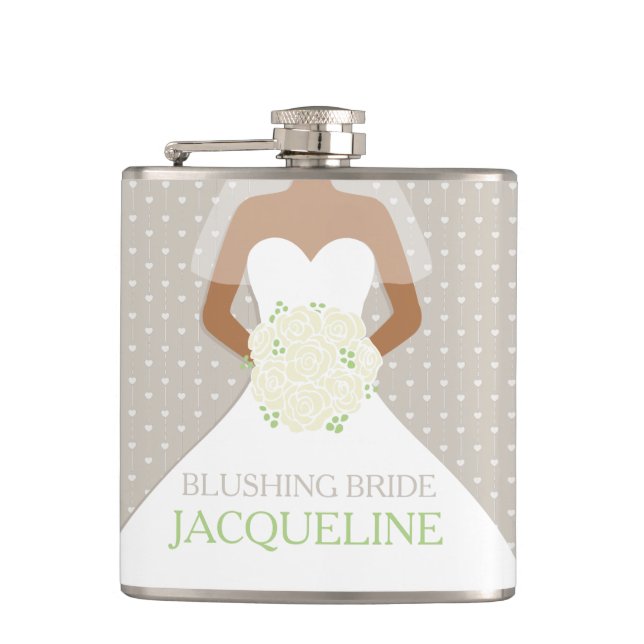 Posy bride custom named hip flask (Front)