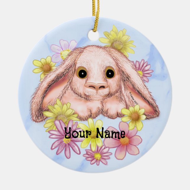 Posy Bunny Rabbit Ceramic Ornament (Front)