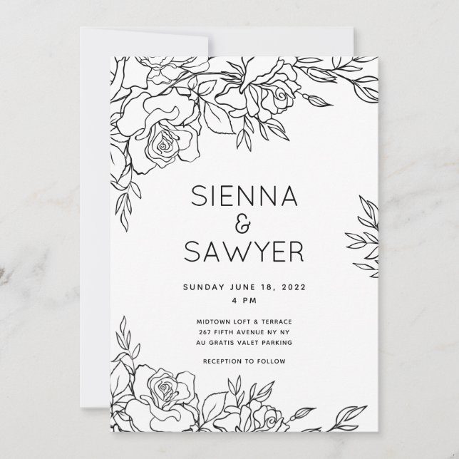 Posy of Roses Wedding Invitation (Front)
