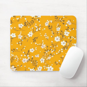 Posy Print On Gold Mouse Pad