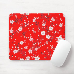 Posy Print On Red Mouse Pad