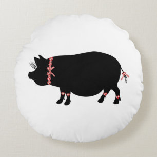 Pot Bellie Pig Girl Round Cushion