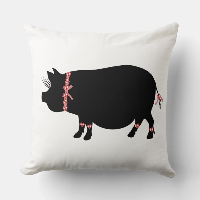 Pot Bellied Pig (Red) Cushion (Front)