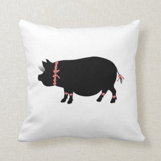 Pot Bellied Pig (Red Ribbons) Cushion