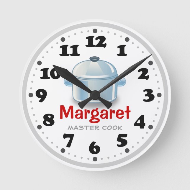 Pot | Cute Kitchen Personalizable Gifts Round Clock (Front)