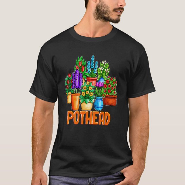 Pot Flower House Plant Pun  Head Gardener T-Shirt (Front)