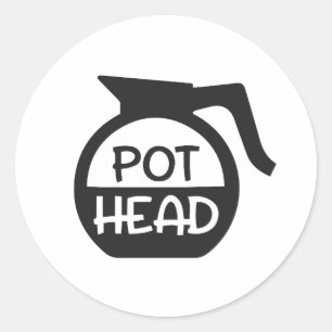 Pot Head Coffee Design Classic Round Sticker