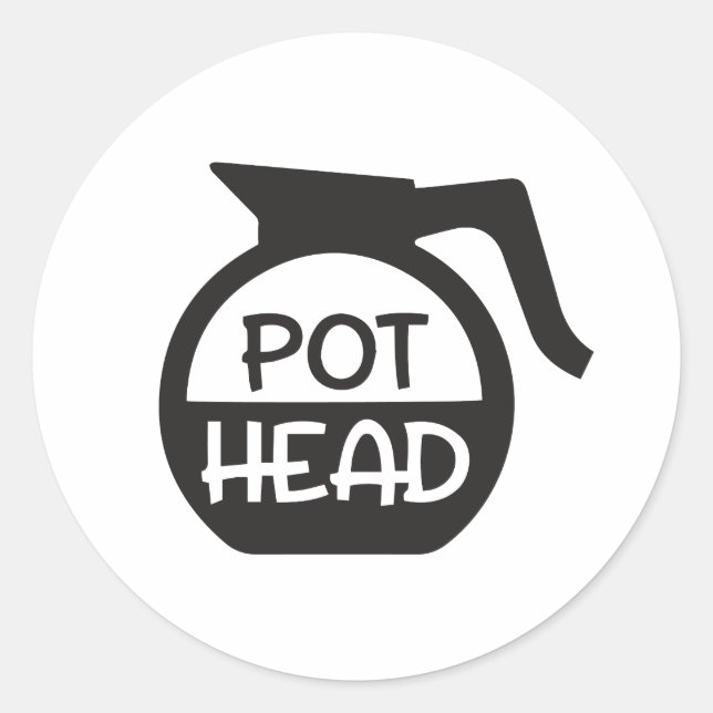 Pot Head Coffee Design Classic Round Sticker (Front)