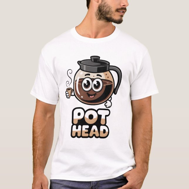 Pot Head Cute Kawaii Cafe Funny Coffee Lover Gift T-Shirt (Front)
