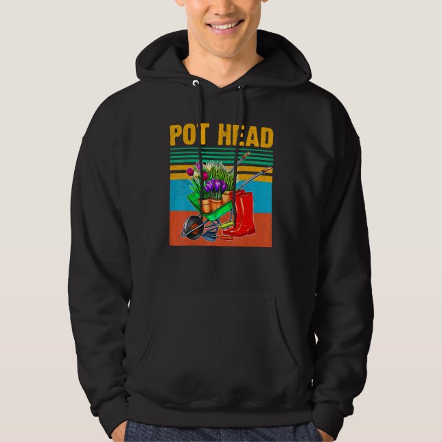 Pot Head Gardening Gardening Planters Hoodie (Front)