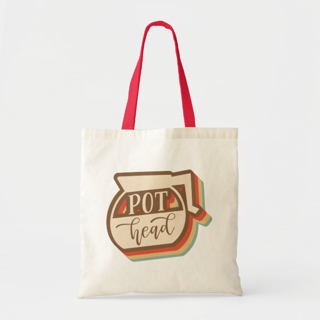 Pot Head | Retro Coffee Lover Funny Tote Bag (Front)