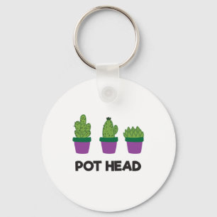 Pot Head Succulent Cactus Gardening Plants Key Ring