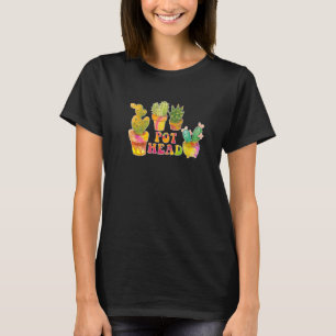Pot Head Succulent Cactus House Plant Pun Gardener T-Shirt