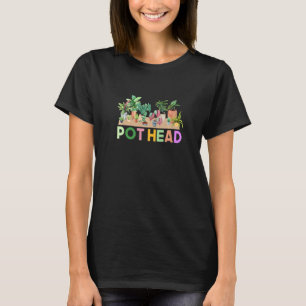 Pot Head Succulent Cute Plant Cactus and Gardener T-Shirt