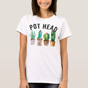 Pot Head Succulent Plant Lover Gift Gardening Plan T-Shirt