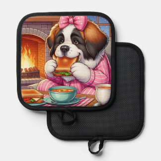 Pot Holder W/ Saint Bernard art work