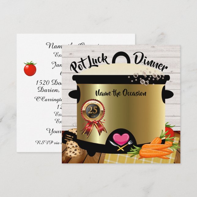 Pot Luck Anniversary Invitation Version 1 (Front/Back)