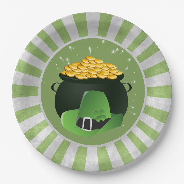 Pot o' Gold Leprechaun Hat Paper Plate (Front)