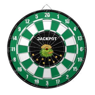 Pot of Gold and Text on Black Green White Dartboard