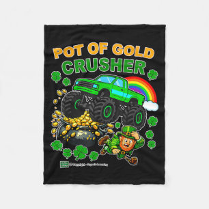 Pot of gold crusher monster truck st. patrick’s da fleece blanket