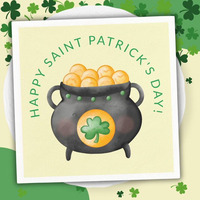 Pot of Gold Happy Saint Patrick's Day Napkin (Creator Uploaded)
