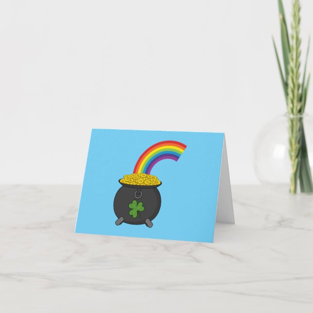 Pot of Gold Rainbow Cartoon Card (Front)
