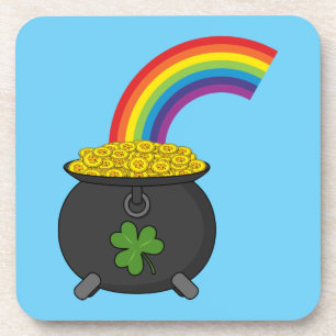 Pot of Gold Rainbow Cartoon Coaster