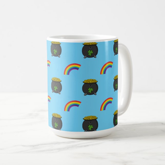 Pot of Gold Rainbow Cartoon Coffee Mug (Front Right)