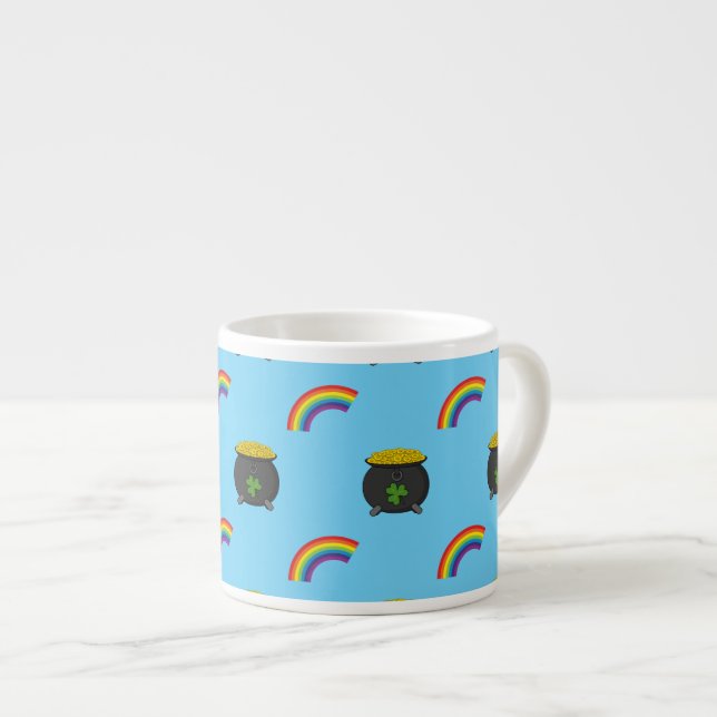 Pot of Gold Rainbow Cartoon Espresso Cup (Front Right)