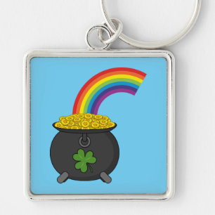 Pot of Gold Rainbow Cartoon Key Ring