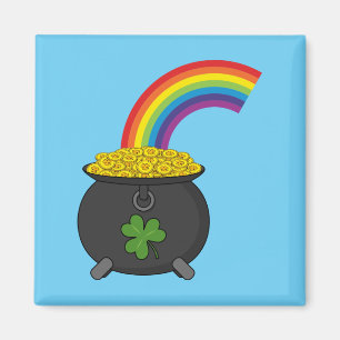 Pot of Gold Rainbow Cartoon Magnet