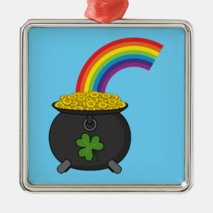 Pot of Gold Rainbow Cartoon Metal Ornament